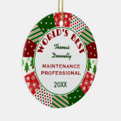 最も最高のなプロまたは職業クリスマスのギフト セラミックオーナメント (右)