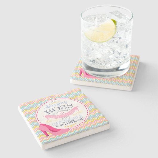 最も最高のなボスのオフィスの飲み物のコースター、クリスマスのギフト ストーンコースター (横)