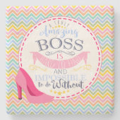 最も最高のなボスのオフィスの飲み物のコースター、クリスマスのギフト ストーンコースター (正面)