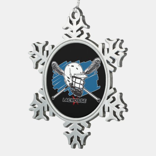 最も最高のなラクロス スノーフレークピューターオーナメント (右)