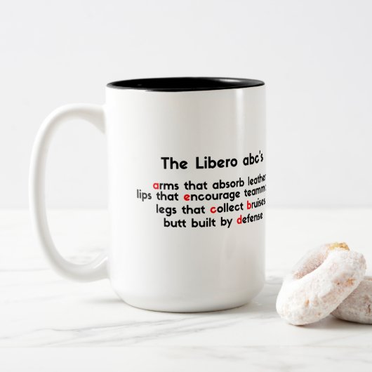 最も最高のなリベロAbc -タイポグラフィの連発のための価格 ツートーンマグカップ (ドーナツ)