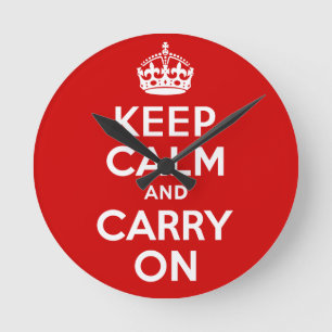 最も最高のな価格の確実なKeep Calm and Carry Onの赤 ラウンド壁時計