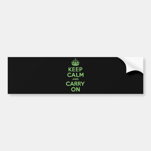 最も最高のな価格のKeep Calm and Carry Onの緑 バンパーステッカー (正面)