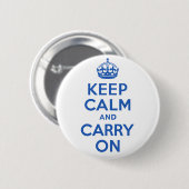 最も最高のな価格のKeep Calm and Carry Onの青 缶バッジ (正面&裏面)
