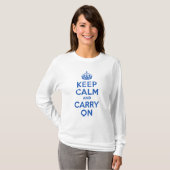 最も最高のな価格のKeep Calm and Carry Onの青 Tシャツ (正面フル)