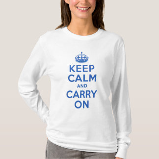 最も最高のな価格のKeep Calm and Carry Onの青 Tシャツ