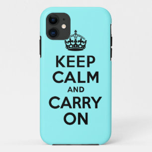 最も最高のな価格のKeep Calm and Carry Onの黒およびティール（緑がかった色） iPhone 11 ケース