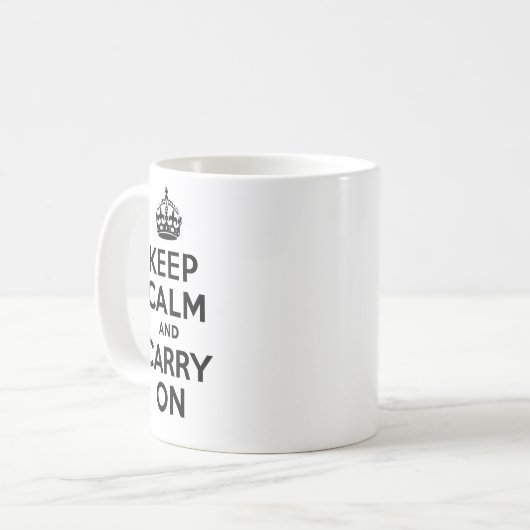 最も最高のな価格のKeep Calm and Carry Onの黒 コーヒーマグカップ (正面左)