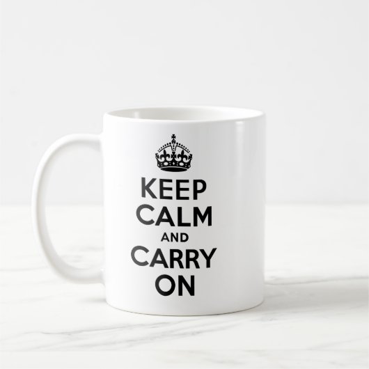 最も最高のな価格のKeep Calm and Carry Onの黒 コーヒーマグカップ (左)