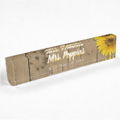 最も最高のな先生のギフトの名前の素朴な木製のヒマワリ デスクネームプレート
