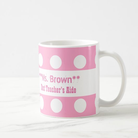 最も最高のな先生の補佐官のピンクの水玉模様A12 コーヒーマグカップ (右)