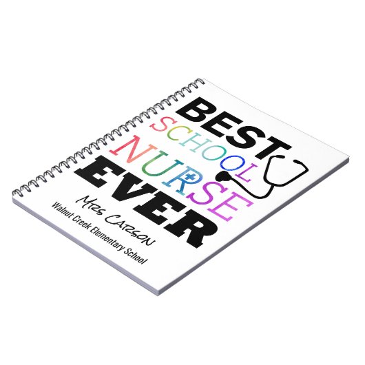 最も最高のな学校のナースのパーソナライズなタイポグラフィ ノートブック (左側)