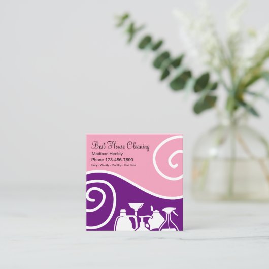 最も最高のな家のクリーニングサービス スクエア名刺 (スタンド正面)