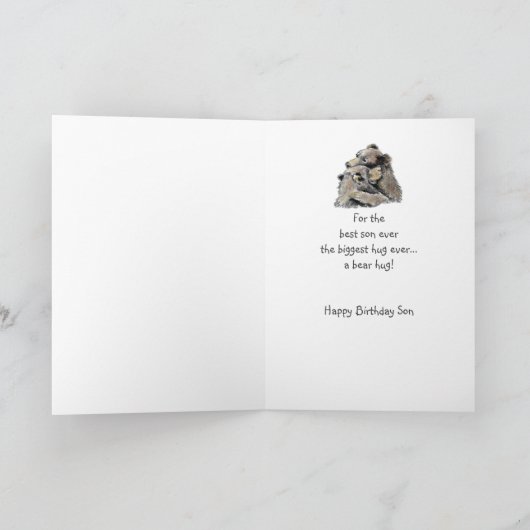 最も最高のな息子の誕生日の力強い抱擁動物のおもしろい カード (内部)