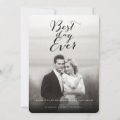 最も最高のな日のスタイリッシュな原稿の写真のモダンな結婚式 サンキューカード (正面)