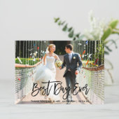 最も最高のな日のモダンなブラシの原稿の結婚式の写真 サンキューカード (スタンド正面)