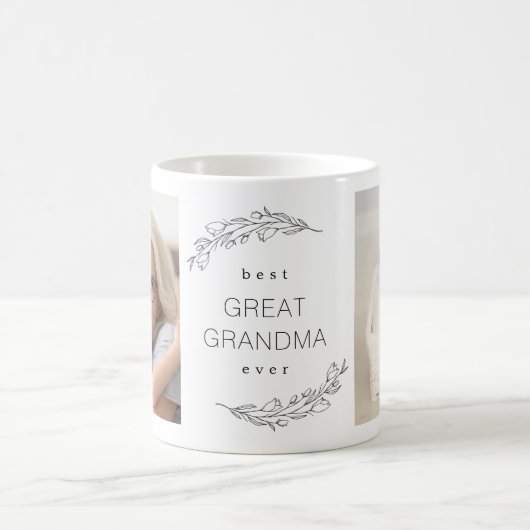 最も最高のな曾祖母の花のリースの写真のマグ コーヒーマグカップ (中央)