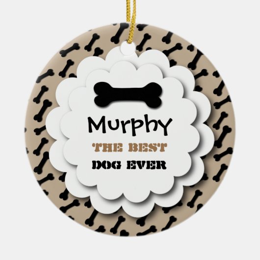 最も最高のな犬のかわいい犬用の骨のカスタムな写真A2 TAN セラミックオーナメント (正面)