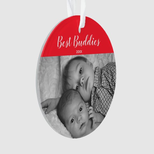 最も最高のな相棒の生まれたばかりのなベビーの家族写真の休日 オーナメント (正面)