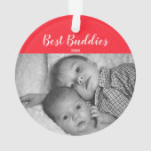 最も最高のな相棒の生まれたばかりのなベビーの家族写真の休日 オーナメント (裏面)