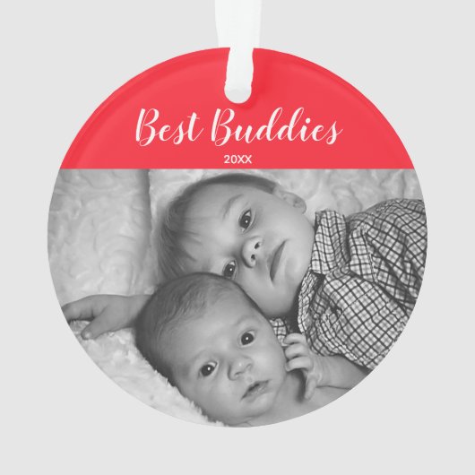 最も最高のな相棒の生まれたばかりのなベビーの家族写真の休日 オーナメント (裏面)