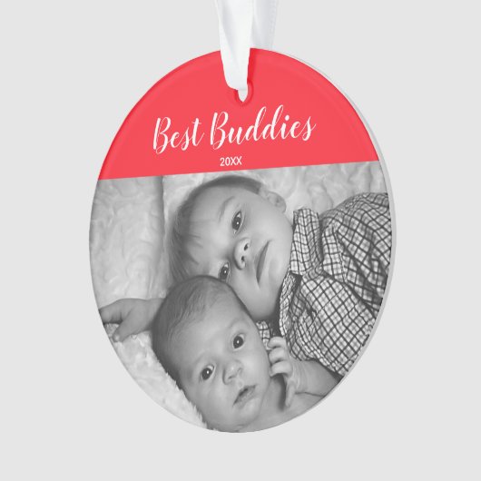 最も最高のな相棒の生まれたばかりのなベビーの家族写真の休日 オーナメント (正面)