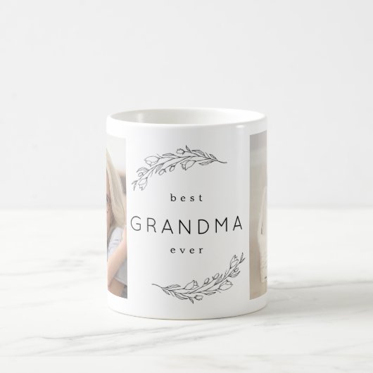 最も最高のな祖母の花のリースの写真のコーヒー・マグ コーヒーマグカップ (中央)