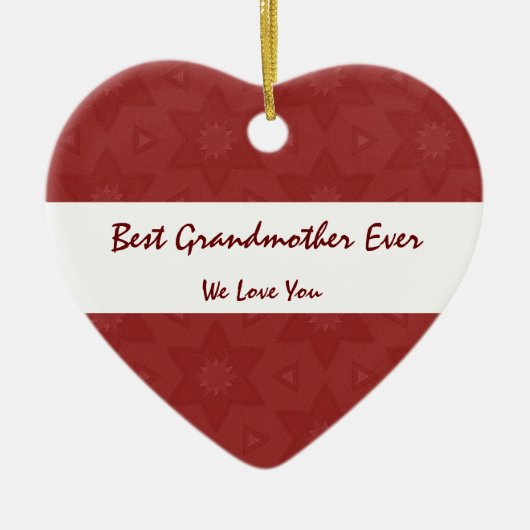 最も最高のな祖母愛赤い花の星 セラミックオーナメント (正面)
