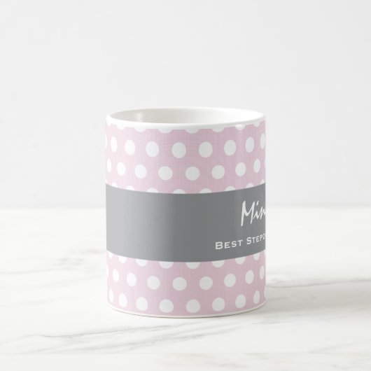 最も最高のな継娘のピンクおよび白い水玉模様V07 コーヒーマグカップ (中央)