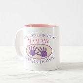 最も最高のなMamawはTシャツを渡します ツートーンマグカップ (正面左)