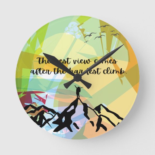 最も最高の難い登る後の景色 ラウンド壁時計 (正面)