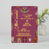 最も望まれている小さなテキサス州女性のカーボーイ誕生日 箔招待状 (立ち正面)