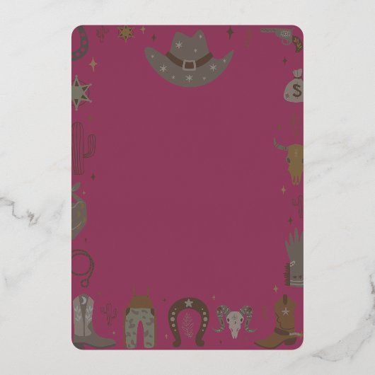 最も望まれている小さなテキサス州女性のカーボーイ誕生日 箔招待状 (裏面)