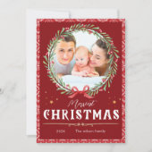 最も楽しいクリスマスの写真カード – 円形の家族の肖像 招待状 (正面)