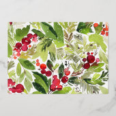 最も楽しいクリスマスの花の写真1 箔シーズンカード (裏面)