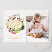 最も楽しいクリスマスの花1写真 箔シーズンカード (正面)