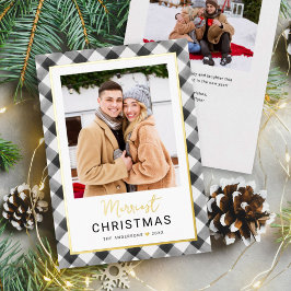 最も楽しいクリスマス ブラックゴールド バッファローチェック 箔シーズンカード