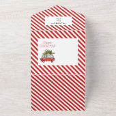 最も楽しいクリスマス 水彩 ヴィンテージカー ホリデー オールインワン招待状 (外側)