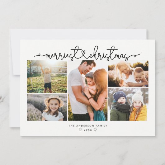 最も楽しいクリスマス 現代のスクリプト写真コラージュ シーズンカード (正面)
