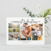 最も楽しいクリスマス 現代のスクリプト フォト コラージュ シーズンカード (スタンド正面)