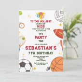 最も楽しいスポーツキッズの誕生日パーティー 招待状 (スタンド正面)