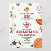 最も楽しいスポーツキッズの誕生日パーティー 招待状 (正面/裏面)