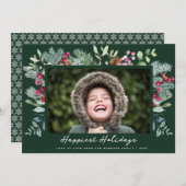 最も楽しい休日フレームグリーンクリスマスカード シーズンカード (正面/裏面)