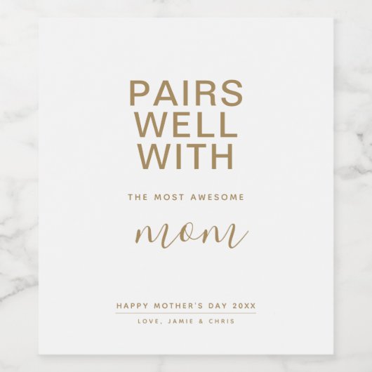 最も母親のミニマルな人とうまくペア素晴らしを組む ワインラベル (シングルラベル)