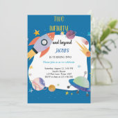 最も水色の宇宙惑星の誕生日 招待状 (スタンド正面)