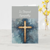 最も深い悔やみや弔慰で十字架イエス・クリスチャン カード (黄色い花)
