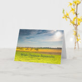 最も深い悔やみや弔慰で牧草地の作物畑 カード (黄色い花)