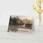 最も深い悔やみや弔慰で美しい橋の川景色 カード (黄色い花)