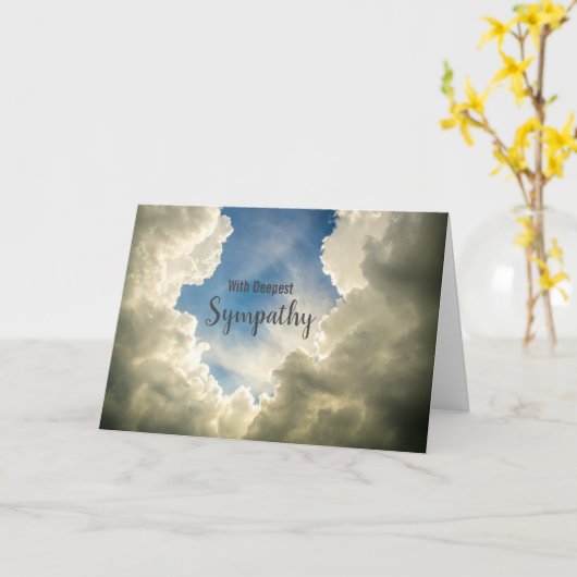 最も深い悔やみや弔慰の光と希望の空で カード (黄色い花)