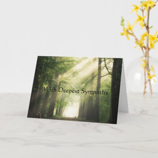 最も深い悔やみや弔慰の光を壊す森林樹で カード (黄色い花)